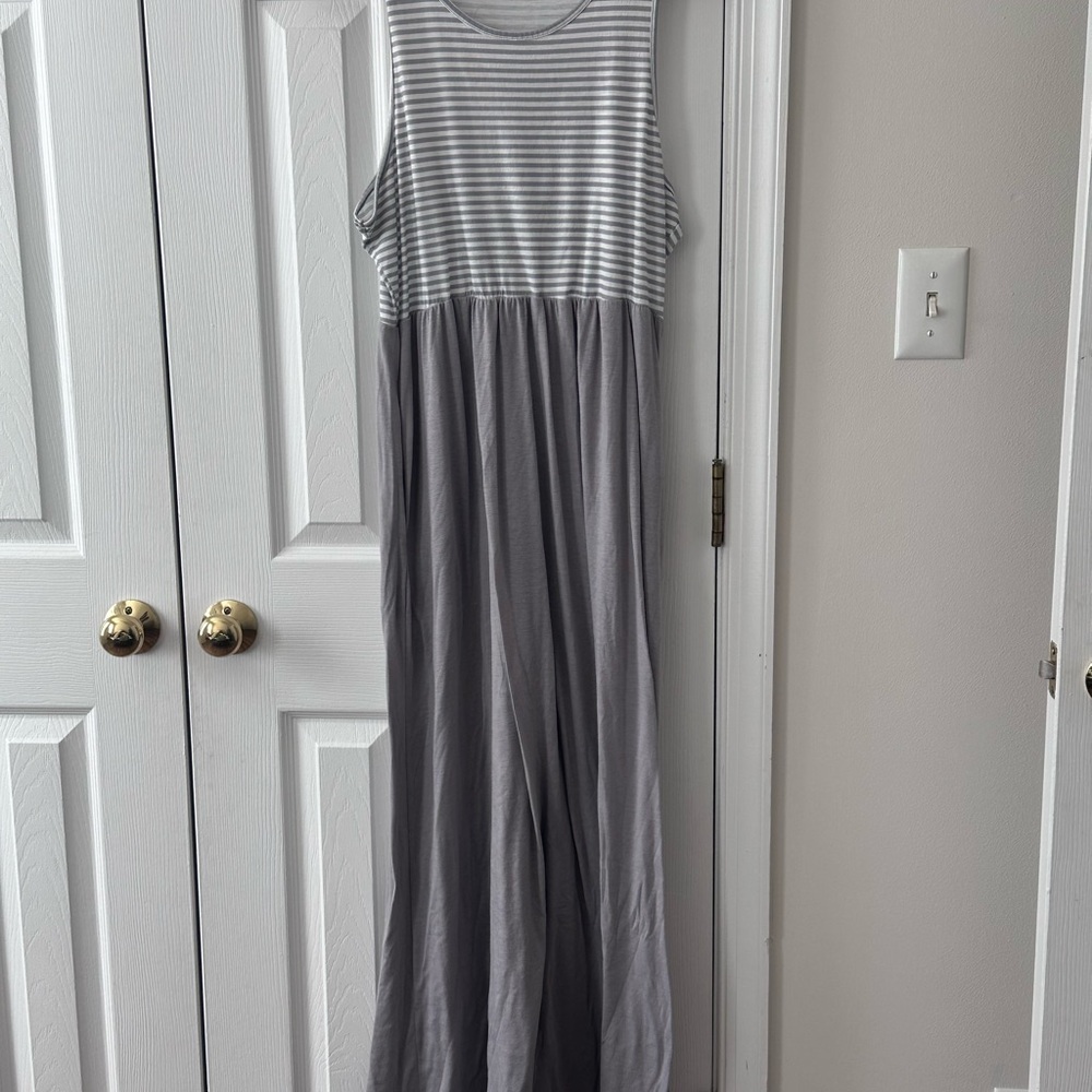 Gray Striped Maxi Dress
